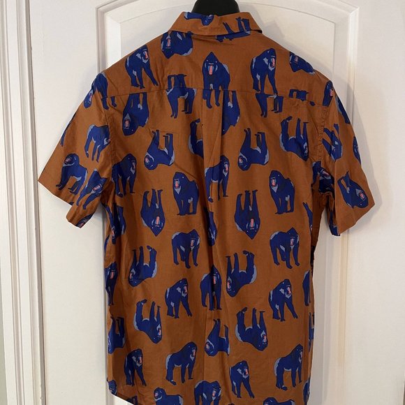 OLD NAVY GORILLAS SHORT SLEEVE DRESS SHIRT, SZ M - Picture 1 of 4